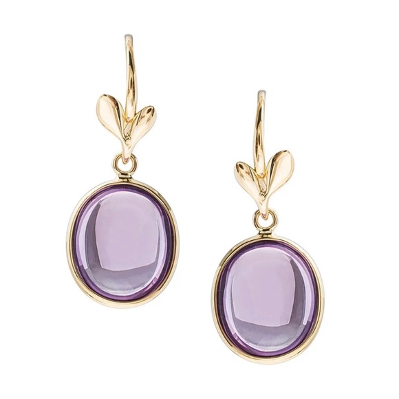 Vintage Tiffany & Co. Paloma Picasso Olive Leaf Amethyst Drop Earrings 18k